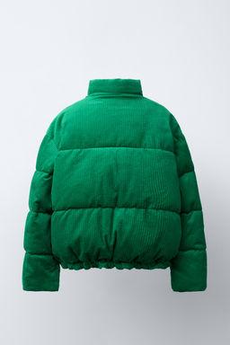 EMBROIDERED TEXT CORDUROY PUFFER JACKET - Zara фото 4