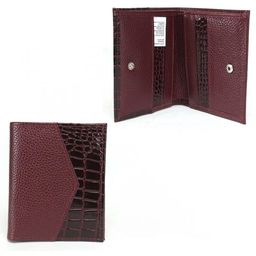 Портмоне женское Croco-ПР-914 натуральная кожа 2 отд, 5 карм, бордо флотер/бордо крокодил (120/175) 235501