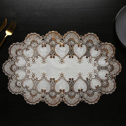 Набор салфеток ажурных Доляна «Восток», 46×30 см, 4 шт, ПВХ, цвет золотой