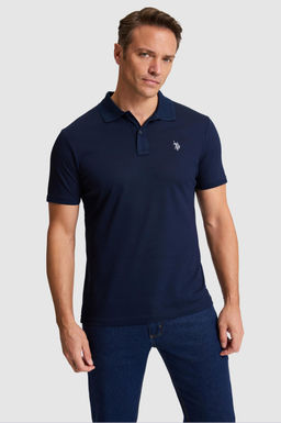 Erkek Lacivert Regular Fit Polo Yaka Basic Ti__rt