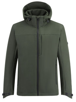 Ветровка мужская софтшелл виндстоппер с капюшоном спортивная цвета хаки 9615_1Kh