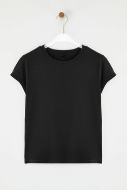 Trendyolmilla Siyah Yumusak Bambu Icerikli Vucudu Saran Bisiklet Yaka Esnek Orme Bluz TWOSS25BZ00530  фото 4