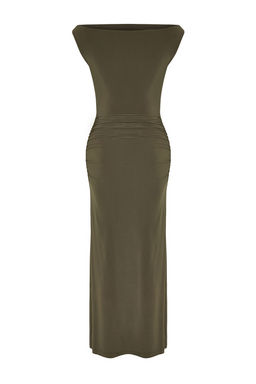 TRENDYOLMILLA Haki Vucuda Oturan Carmen Yaka Orme S?k Elbise TPRAW25EL00025 фото 10