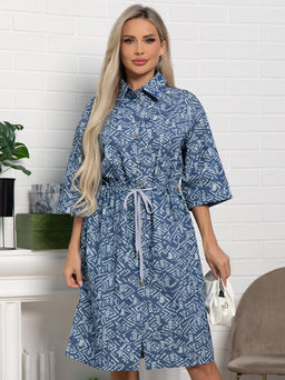 Платье хлопковое Стоун (синее) П15450-4М