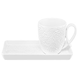 Чашка 300 мл 11*8,3*9,5 см "Розы" с фарфоровым блюдцем для десерта 20,5*10*2 см