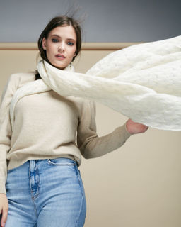 Палантин из кашемира 15007b кремовый