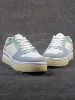 03-YG453-2 WHITE/GREEN/LT. BLUE/PINK Кроссовки женские (натуральная кожа) - Фабричный китай фото 10