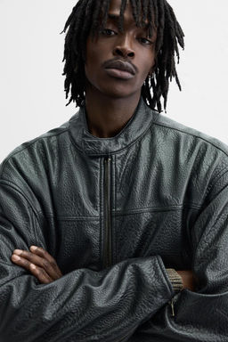 SPRAY EFFECT LEATHER BIKER JACKET - Zara фото 5