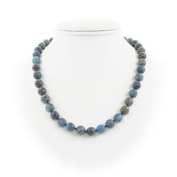 Хризоколла, круглые граненые 10мм бусы, короткие 50см