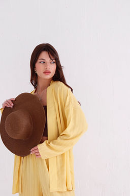 9444 Костюм из кимоно и брюк-палаццо жёлтый - Martichelli фото 5