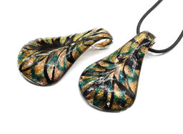 Кулон из муранского стекла Лист 33*55мм цв.изумрудный