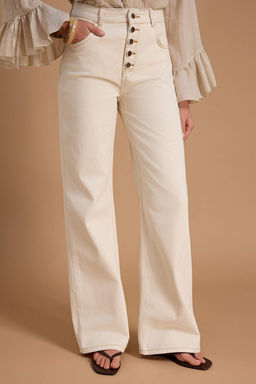 Ekru Yuksek Bel Straight/Duz Kesim %100 Pamuklu Jeans TWOSS26JE00183 - Trendyolmilla фото 6