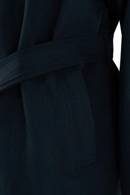 Vizon Yumusak Tuseli Kemerli Oversize Kruvaze Kapama Midi Trenckot TWOSS26TR00007 - Trendyolmilla фото 6