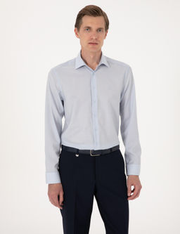 A__k Mavi Slim Fit %100 Y_n Uzun Kollu G_mlek