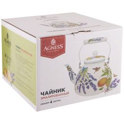 ЧАЙНИК AGNESS ЭМАЛИРОВАННЫЙ, СЕРИЯ ПРОВАНС ЛИМОНЫ, 4 Л фото 2