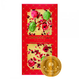 Шоколад белый с украшением Роза, малина, вишня 100 гр