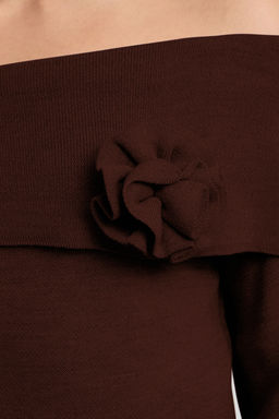 Bordo Gul Detayl? Carmen Yaka Triko Kazak TWOAW25KZ00373 - Trendyolmilla фото 20