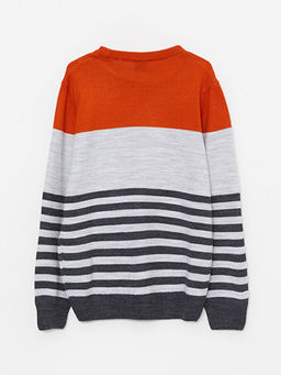 Bisiklet Yaka Renk Bloklu Uzun Kollu Erkek ?ocuk Triko Kazak - Waikiki фото 2