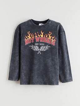Bisiklet Yaka Hot Wheels Bask?l? Erkek ?ocuk Ti??rt