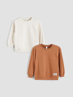 Bisiklet Yaka Basic Erkek ?ocuk Sweatshirt 2li