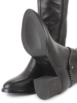 D8H098-07B-1BM BLACK Сапоги демисезонные женские (натуральная кожа, натуральная байка)