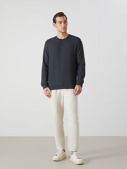 Bisiklet Yaka Uzun Kollu Erkek Sweatshirt