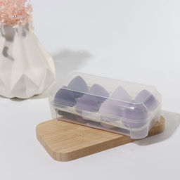 Спонжи для макияжа, набор - 8 шт., увеличиваются при намокании, фиолетовые