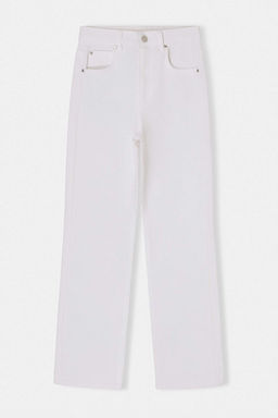 Beyaz Yuksek Bel Orta Esnek Straight Duz Kesim Jeans TWOSS26JE00215