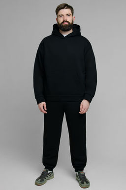 Арт. 69104 Костюм с брюками мужской с начесом 50-56 (4 шт) Цвет:Чёрный