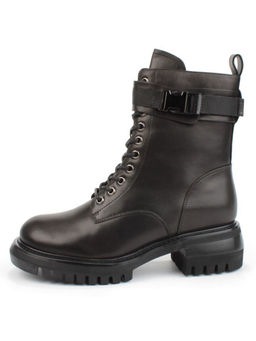 04-M2-592 BLACK Ботинки зимние женские (натуральная кожа, натуральный мех)