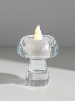 Цена за 2 шт. Стеклянный подсвечник на 1 свечу «Тюльпан на ножке», прозрачный, d=2.5 см, 6×6×7.5 см