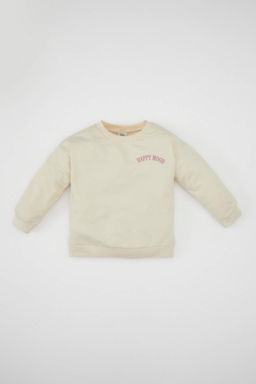 K?z Bebek Bisiklet Yaka Yaz? Bask?l? Sweatshirt - Defacto фото 2