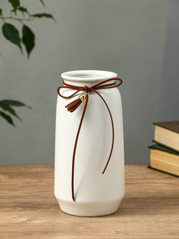 Ваза для цветов «Шерон», классика шнур, 20×9.5×8 см, керамика, белая