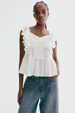 Frill-trimmed cotton top - H&m фото 4