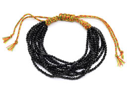 Браслет 10 нитей из циркона шарик 2мм цвет черный