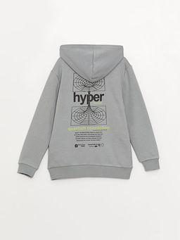 Kap??onlu Bask?l? Uzun Kollu Erkek ?ocuk Fermuarl? Sweatshirt - Waikiki фото 2