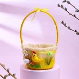 Пасхальная декоративная корзинка Цыпленок 12.5х15х22 см