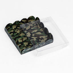 Цена за 5 шт. Коробка для печенья, Зеленый камуфляж 15?15?3