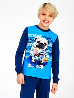 Пижама "Мопс",синий