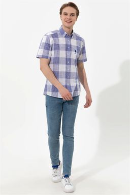 U. S. Polo Assn / Мужская синяя рубашка с коротким рукавом - U.s. polo assn фото 4