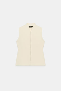 TOP CHALECO PUNTO BOTONES FORRADOS / Crudo - Zara фото 6