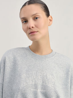 Свитшот из смесового хлопка с вышивкой / Zarina  фото 6