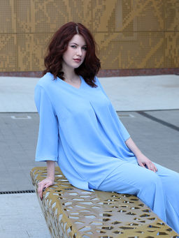 Костюм летний женский брючный голубой стильный - Almond фото 4