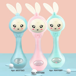 Погремушка музыкальная Крошка Я «Зайка», светится, эластичные ушки, цвет розовый