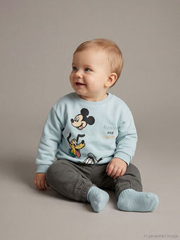 Mickey Mouse Bask?l? Erkek Bebek E?ofman Tak?m?