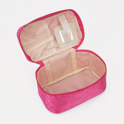 Косметичка-сундучок на молнии, на подкладке, с ручкой, зеркалом, малиновая - Simaland фото 3