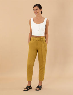 Ye_il Carrot Fit Keten Pantolon