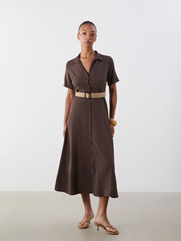 Keten Kar???ml? G?mlek Elbise