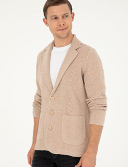Кардиган приталенного трикотажного цвета Camel Melange