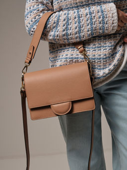 Сумка кожаная Deboro 30574 бежевая нуга